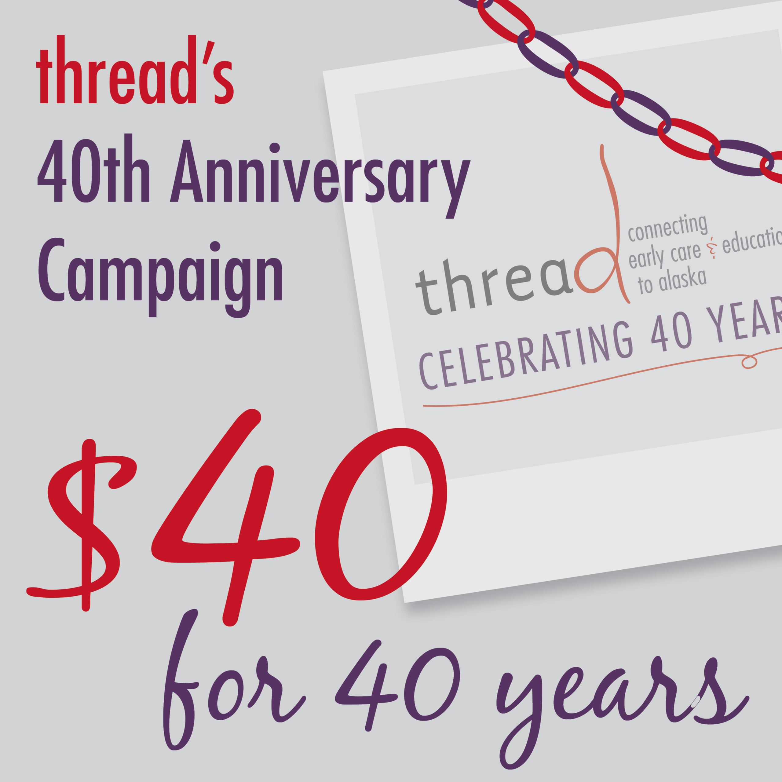 Celebrating 40 Years by Giving Back: Join thread’s $40 for 40 Years Campaign
